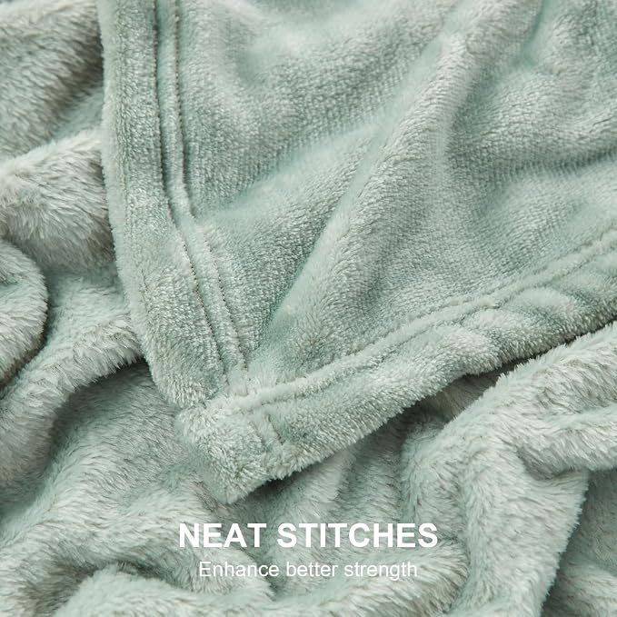 Hansleep Queen Grey Green Fleece Blanket, Soft Flannel Bed Blanket | Fuzzy Cozy Blanket 90x90 Inches, Multi-use for Bed, Sofa, Couch, Travel, Camping, All Season Warm Lightweight Cover