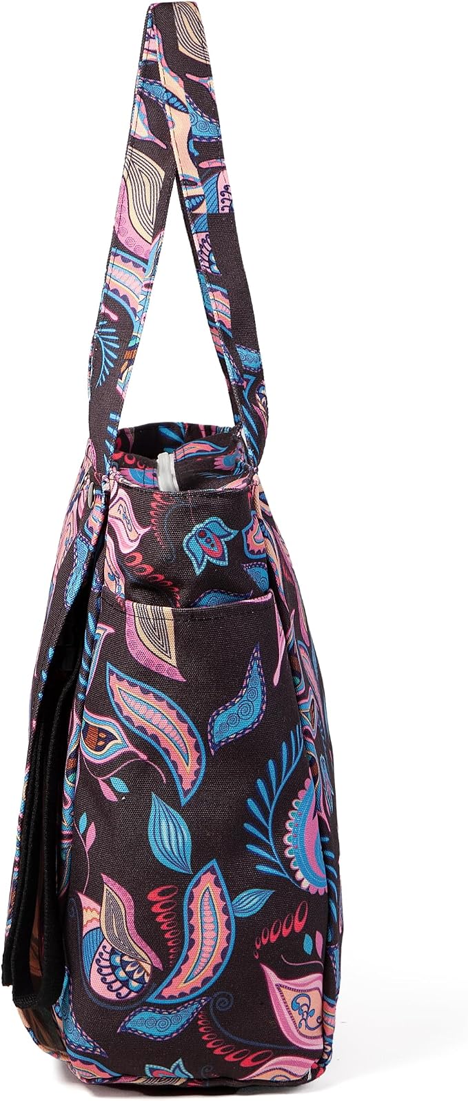 Floral Paisley Pattern Yoga Bag, Canvas Tote with Blue and Pink Design, Spacious Carrier for Yoga Mat and Accessories