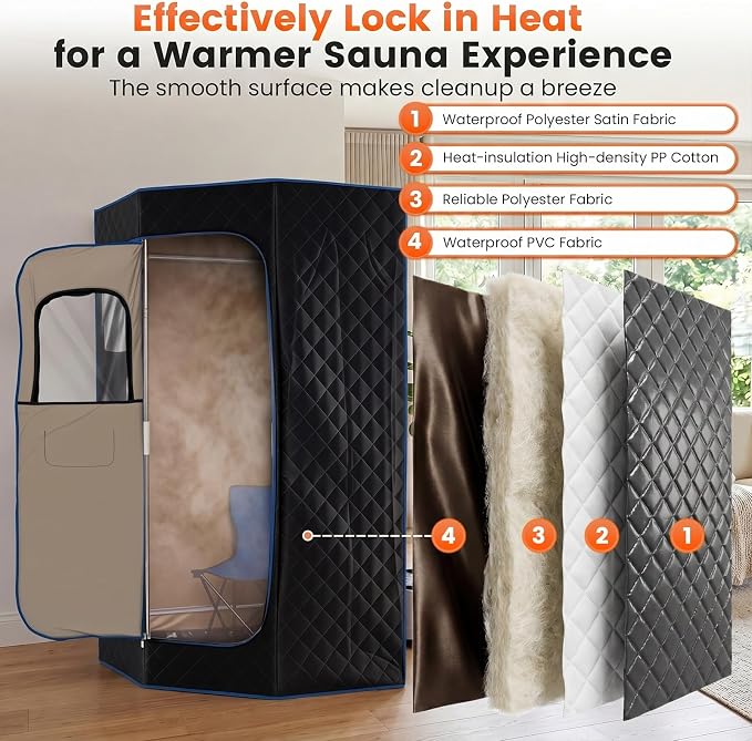 Giantex 3L Portable Steam Sauna, Fast-Heat Large Pentagon Sauna Box for Home, 9-Level Remote Control, 99-Min Timer, Folding Chair, Foot Roller, Mat, 35.5" x 35.5" x 71" Sauna Tent (Black)