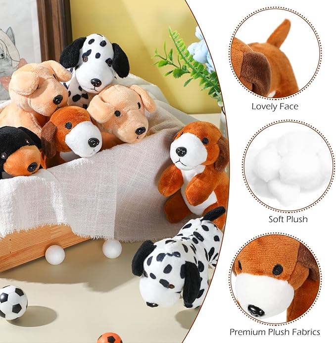 Sosation 20 Pcs Mini Stuffed Animal Dog Bulk Adopt a Puppy Favors Soft Puppy Gift Party for Kids Graduation Birthday Party Charity Donation Classroom Goodie Stuffer (Lively Style,Vivid Color)