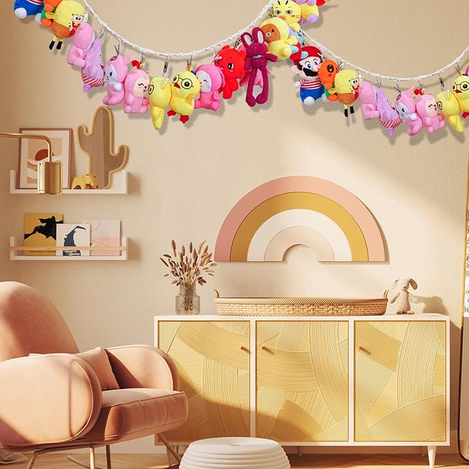 Stuffed Animal Storage Chain - 80 inch Toys Holder for Plush Animal Hanging or Corner Stuffed Animal Storage Suitable Hanging Plush Toys, Hats, Socks, Photos, Holiday Card & Nursery Room Wall Decor