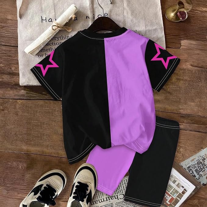 K-POP DEM0N Hunters Outfits for Girls, 2 Piece T-Shirts and Apparel Sets Birthday Gift