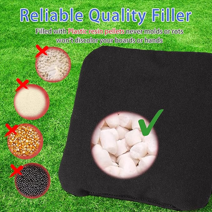 EunHo Regulation Cornhole Bags Set of 8 - Dual Sided Slick and Stick Cornhole Bean Bags for Tossing Game Professional All Weather Pro Corn Hole Bags with Tote Bag
