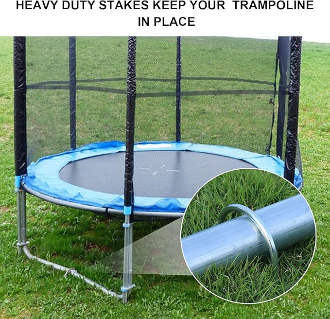 12inch Trampolines Wind Stakes Heavy Duty U Type Sharp Ends Safety Ground Anchor Galvanized Steel for Soccer Goals, Camping Tents and Huge Garden Decoration (Wind Stakes 4pcs)