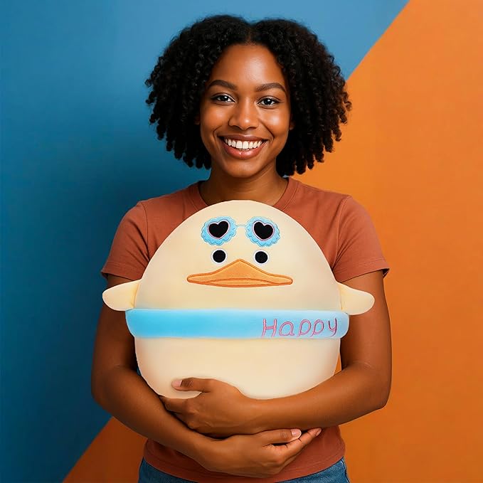Original 12.5-inch Duck Pillow Plush Stuffed Animal Toy,Big Size Soft Cute Fat Cuddle Huggable Adorable Plushie Toys,Gift for Children Girls