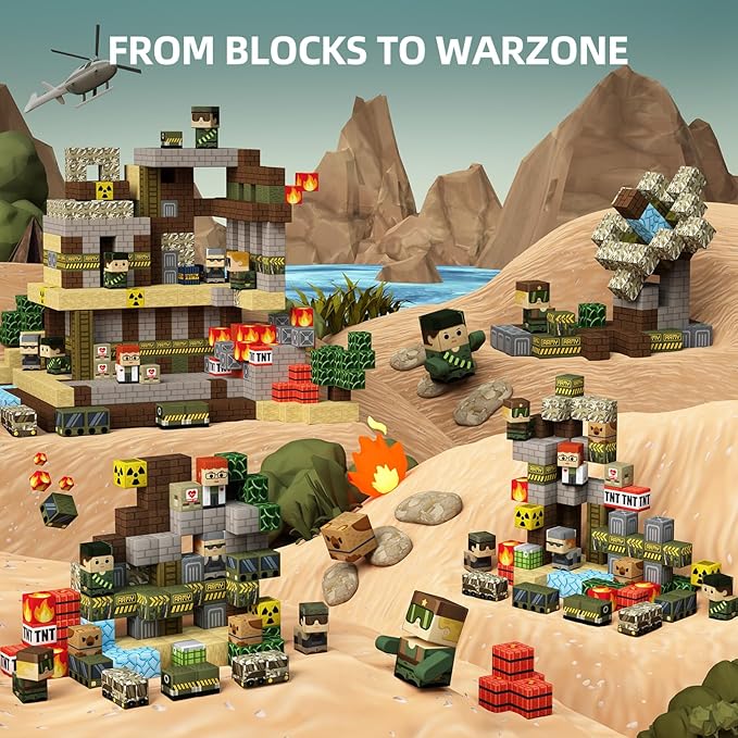 GobiDex 100PCS Magnetic Blocks Army Toys for Boys Girls, Build MagWonder for Army Men, STEM Building Toys for Kids Ages 3+, Military Game-Based Toddlers Birthday Gifts (1inch)