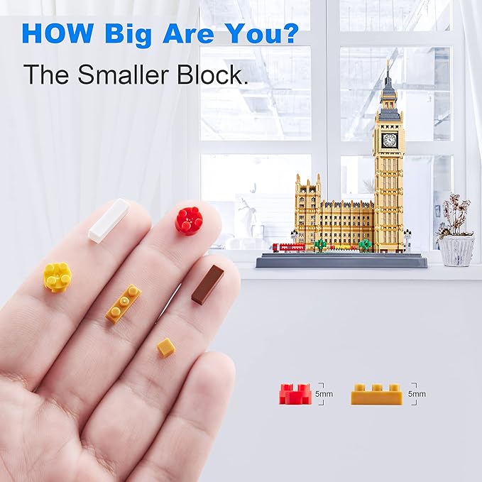 Real Architecture London Elizabeth Tower Big Ben Micro Building Blocks Set for Adults 6473 PCS - World Famous Architectural Model Gifts for Teens Kids Age of 14+
