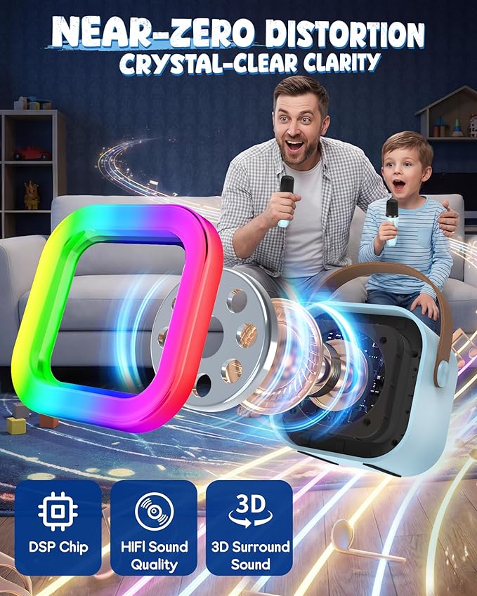 Karaoke Machine for Kids, 2026 TOP Birthday Gifts Toys Ideas for Boys Ages 4, 5, 6, 7, 8, 9, 10, 12+ Years Old, Portable Mini MP3 Player with 2 Wireless Mics for Party