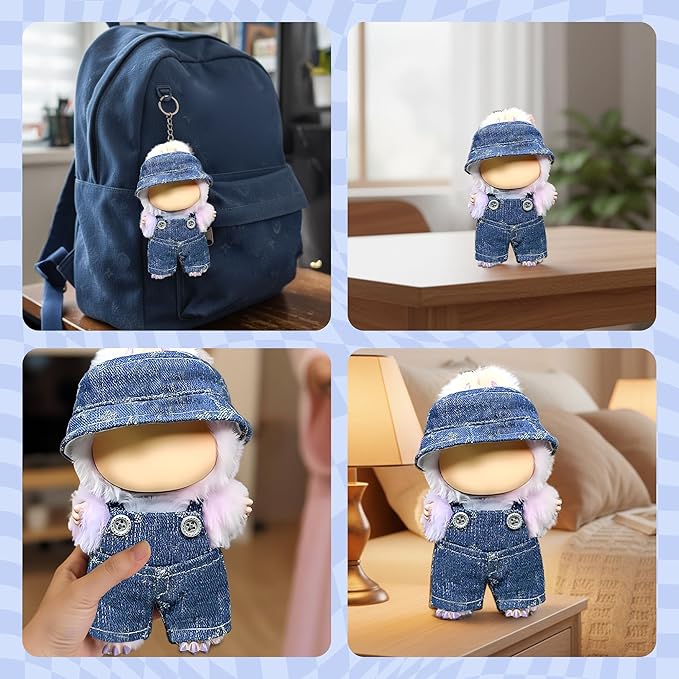 Clothes Fit for 17CM Doll, Fashion Doll Clothes Outfit Set Cute Theme Designer Toys Dress Accessories for Collector Fans Display (VV Light Blue Denim)