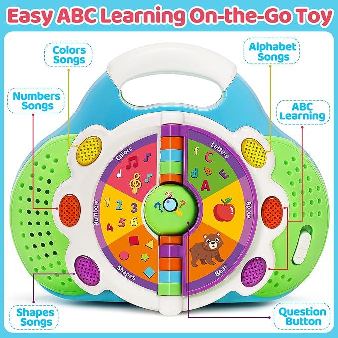 BainGesk Learning Toys for 1 2 3 Year Old Boys Girls, Alphabet Flip Toys with Sound and Light, Musical Educational Toys for Toddlers 2-3, Christmas Birthday Gift for Baby Age 12-18 Months