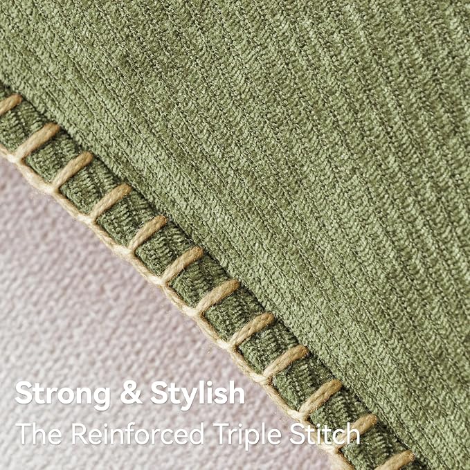 a moment Pack of 2 Decorative Chenille Throw Pillow Covers with Twill Cushion Covers for Sofa Living Room Couch Bed 20x12 Inch,Crafted Border Moss Green