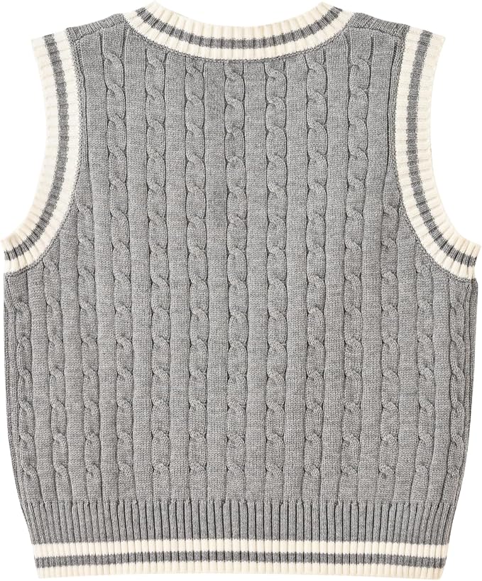 Women's Sweater Vest,Y2K Sleeveless Pattern Preppy Style Knitted Crop Tank Top for Girl