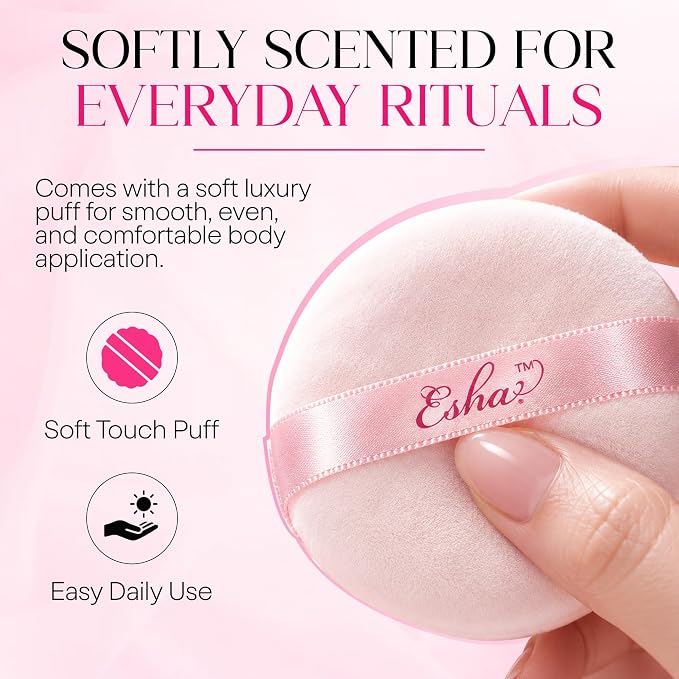 Esha Body Perfume Powder - Fragrance Body Dusting Powder for Women - Long Lasting Silky Lightweight Formula - Helps Absorb Moisture & Oil (Lady In Red)