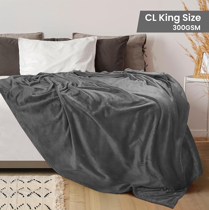 Utopia Bedding Fleece Bed Blanket California King Size Grey (102x96 Inch) | Microfiber Plush Warm Lightweight Breathable Cozy Blanket Anti-Static, All Season Use, Gift for Women and Men