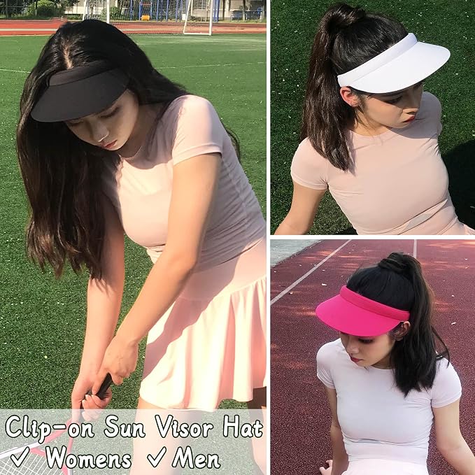 3 Pack Sports Sun Visor Hat Women Men Adjustable Clip On Visors Outdoor Golf Beach Cap