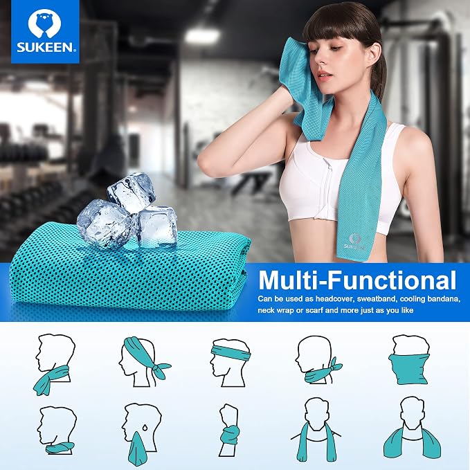Sukeen 4 Pack Cooling Towels for Hot Weather 40"x12", Gym Towels for Men and Women, Soft Breathable Workout Towels for Yoga, Running, Sport, & More