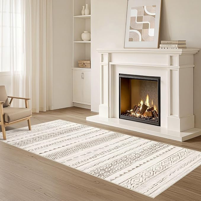 Nakagishi Boho 2x6 Runner Rug Machine Washable Rugs Non Slip Brown | Soft Underfoot, Stain Resistant, Carpet for Bedroom/Kitchen/Entryway/Hallway, Bathroom Pet & Kid Friendly Moroccan Farmhouse