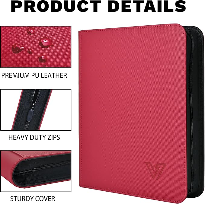 Toploader Binder 4 Pocket,Holds 128 Top Loaders,Top Loader Binder 4 Pocket for 3" x 4"Rigid Cards,Double Sided Card Binder Abulm in 3"x4"Toploaders for Trading Cards