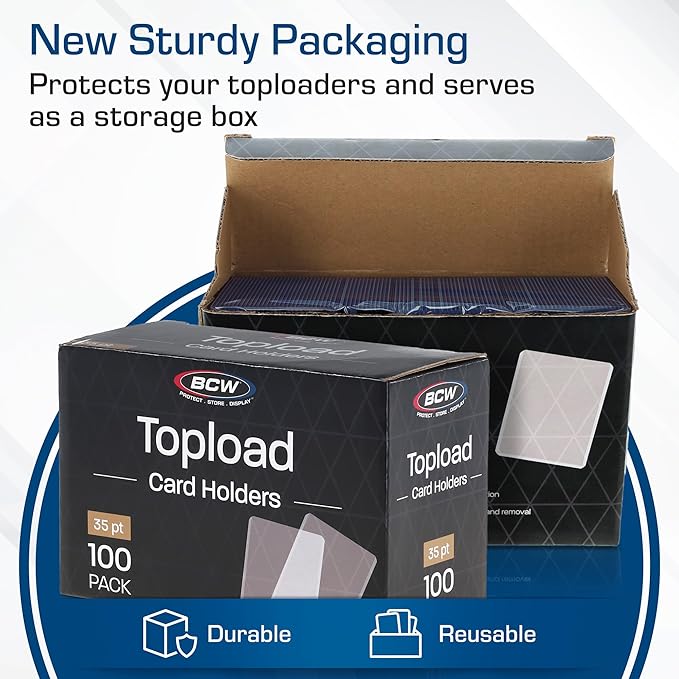 BCW 3x4 Standard Topload Card Holders | 100 Pack | Top Loaders for Cards | Rigid Card Protector | Fits Standard Size Cards Up to 35pt