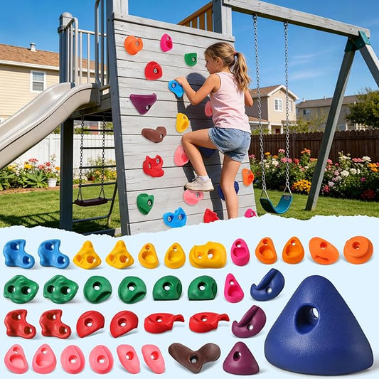 36 PCS Rock Climbing Holds for Kids,Rock Climbing Wall Grips Climbing Rocks Wall Kit for Indoor and Outdoor Playground Play Set with Hardware（Style B）
