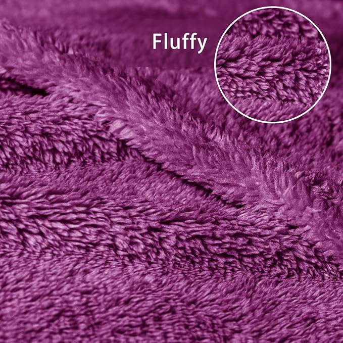 Exclusivo Mezcla Soft Plush Fleece King Size Blankets for Bed Living Room | Lightweight Fuzzy Fluffy Large Blanket for All Seasons, Cozy Velvet for Women Men, Machine Washable, 90"x104", Purple