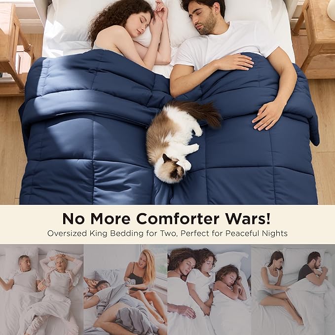 Bedsure Comforter Duvet Insert - Quilted Comforters Oversized King, All Season Duvet, GentleSoft Down Alternative Bedding, with 8 Tabs, Gifts for Women/Men, Navy Blue, Oversized King 116 x 98 Inches