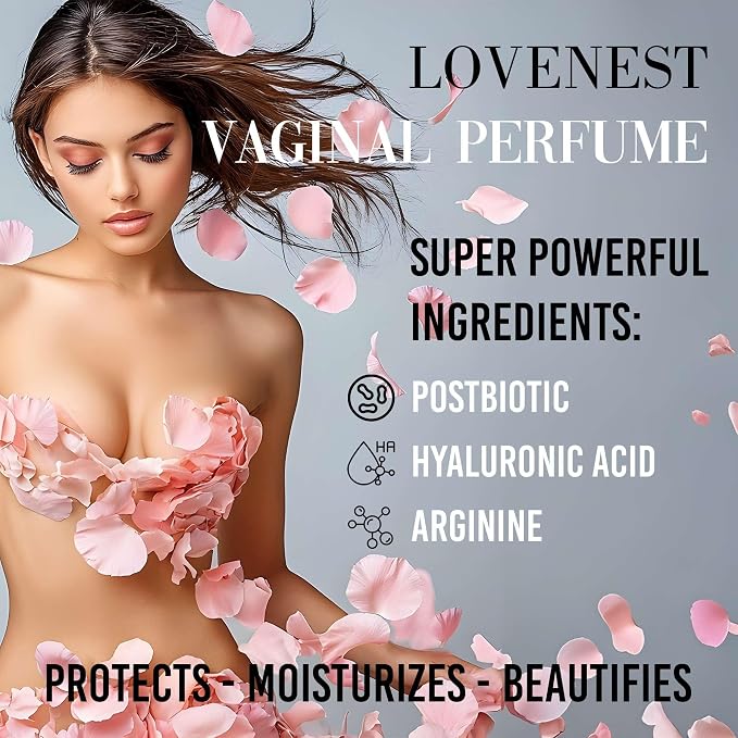Lovenest Vulva Perfume Feminine Odor Control, pH 4.2 Intimate Spray with Postbiotics, Hyaluronic Acid, Menapause Support, Hydration & Circulation Support for Women 30 mL (1Fl oz) By Marqueens Beauty