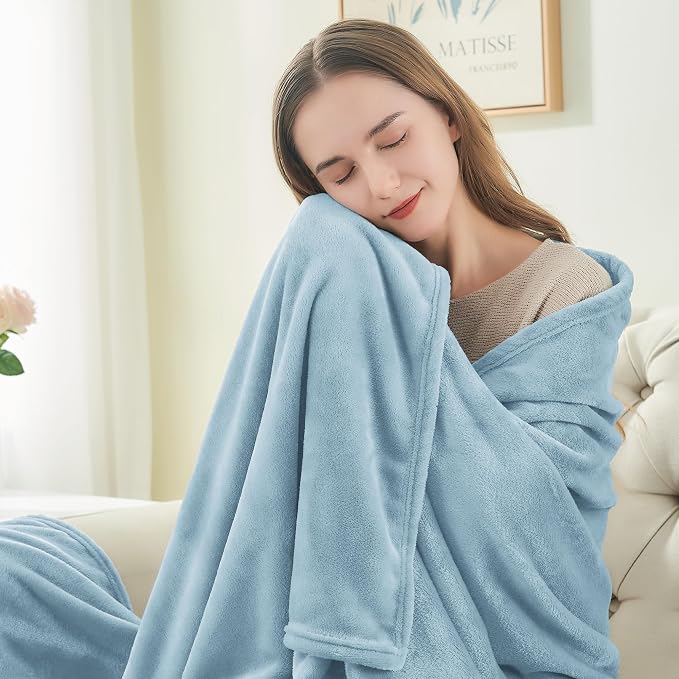 BEDELITE Fleece Blanket Soft Queen Size Bed Blanket Washed Blue 90"x90" | Ultra Soft Fleece, Plush Microfiber, Lightweight Warmth, All Season Comfort, Fade Resistant, Machine Washable,Perfect for Bed