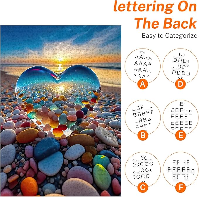 Jigsaw Puzzles for Adults 1000 Pieces, Love Pebbles Beach Puzzle, Impossible Difficult Hard Fun 1000 Piece Jigsaw Puzzles for Adults