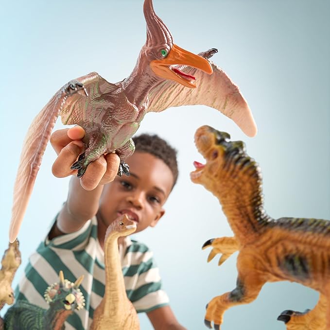 JOYIN Big Dinosaur Toys for Toddlers, 6 Piece Large Soft Dinosaur Figures with an Educational Book, Jumbo Realistic Toys for Boys and Girls Gift, Kids Ages 1 2 3 4 5