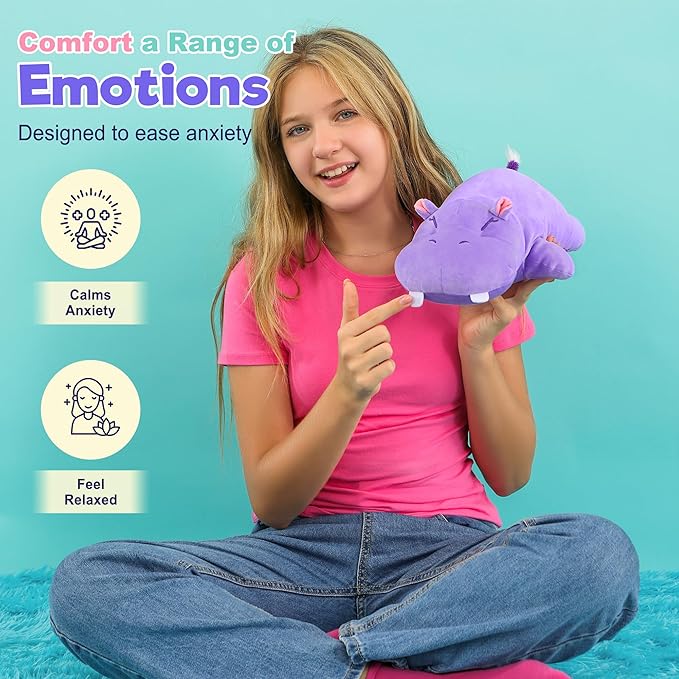 Onsoyours Original Hippo Weighted Stuffed Animals - 13.8" 1.8lbs Kawaii Comfort Hippopotamus Plush, Soft Hugging Plushies Toys Gifts for Kids & Adults