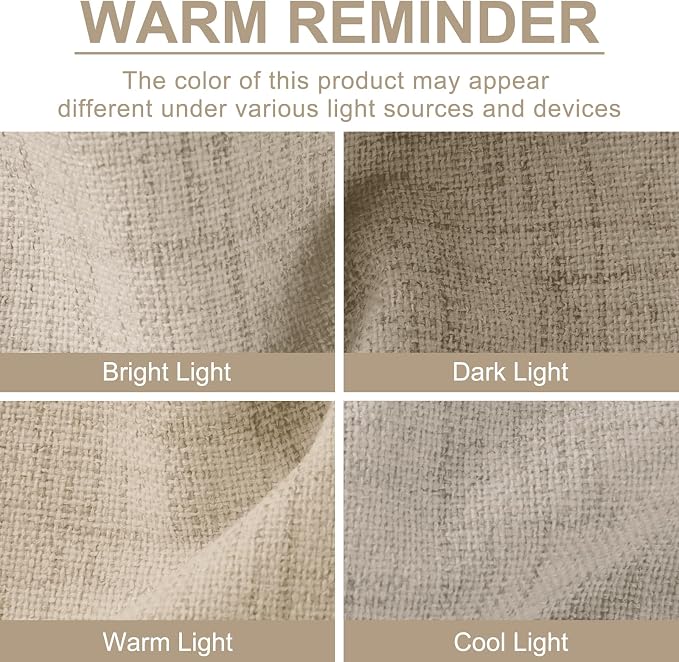 100% Blackout Shield Linen Blackout Curtains for Bedroom 108 Inches Long, Back Tab/Rod Pocket Living Room Drapes, Thermal Insulated Blackout Curtains 2 Panels Set, 50" W x 108" L, Oatmeal