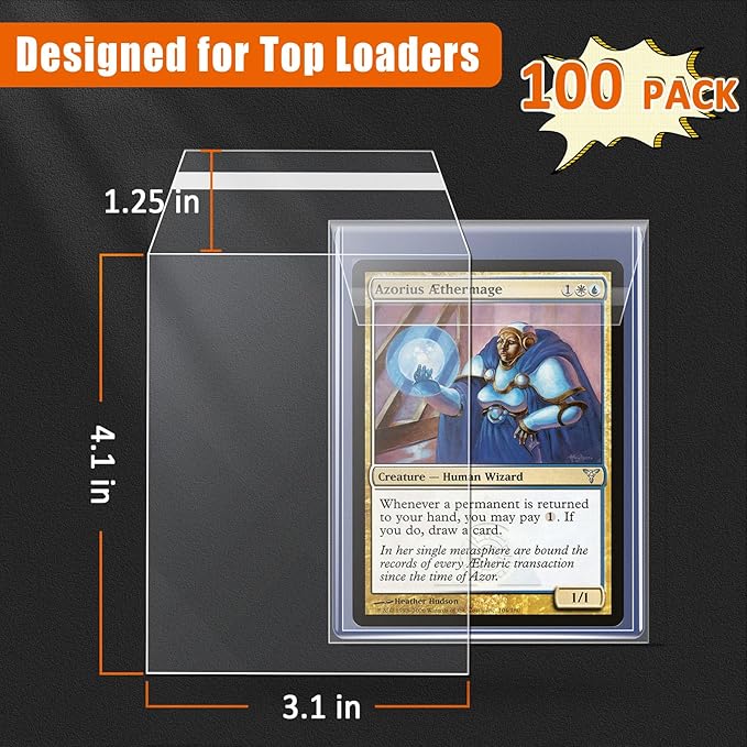 Top Loader Sleeves 100 Pack, Sleeves for Top Loaders Trading Card Ultra Protection for Pro Collector (100Pack)