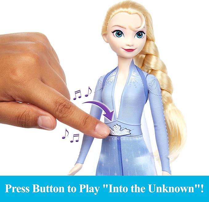 Mattel Disney Frozen Toys, Elsa Singing Adventure Fashion Doll in Signature Clothing, Sings “Into the Unknown” from Disney's Frozen 2 Movie