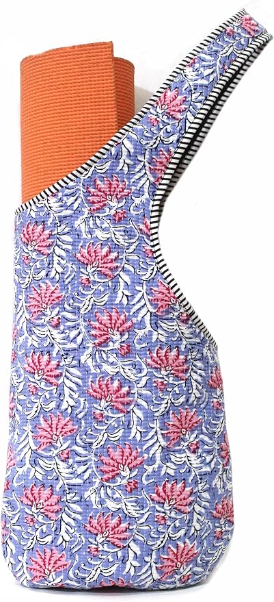 INDIAN CRAFT CASTLE Yoga Mat Bag | Tote Mat Bag | Sling Yoga Tote w/Large Side Pocket & Zipper Pocket | Yoga Mat Carrier Fits Most Size Mats