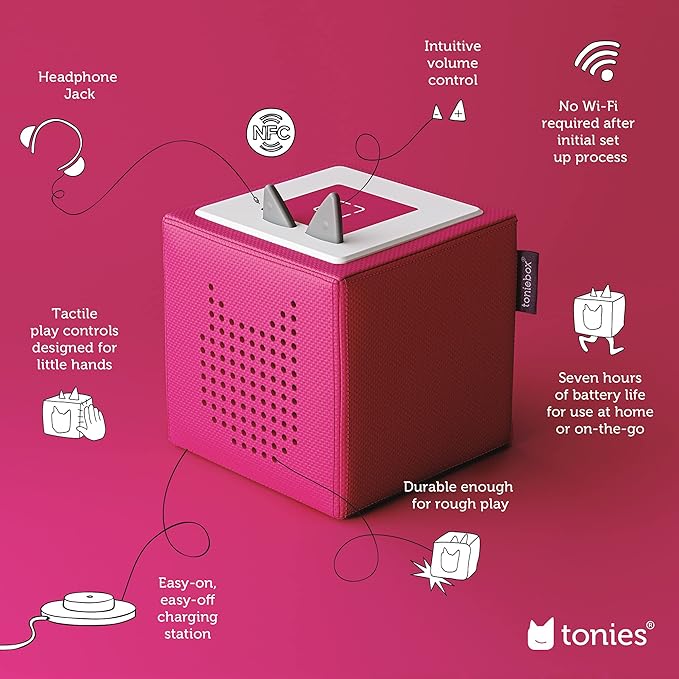Toniebox 1 Audio Player Starter Set with Playtime Puppy - Listen, Learn, and Play with One Huggable Little Box - Pink