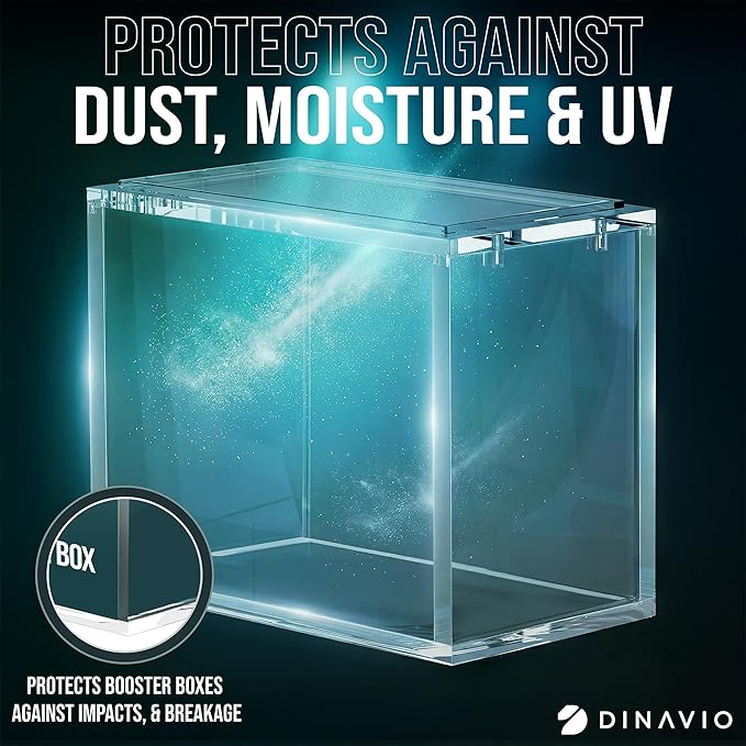 Dinavio Crafthouse PKMN Booster Box Case Acrylic Display Stackable - 8mm + 5mm Ultra Thick Acrylic with N52 Strong Magnets - PKMN Booster Box Case Protector - Compatible with PKMN Booster Boxes