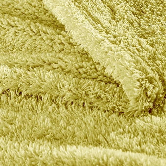 Exclusivo Mezcla Fleece Throw Blanket for Couch and Sofa, 50" x 60" | Super Soft and Cozy Fluffy Blanket for Women, Lightweight and Fuzzy Throw for Home Decor, All Season, Light Green