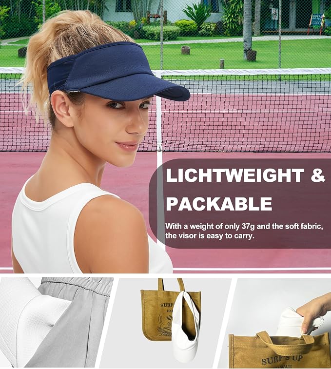 Sun Visor Hats Lightweight Stretchy for Running Tennis Golf | Portable,Mesh breathable,Quick-dry,Cooling Visor Hat,Stretch Fit,For Outdoor Sport Pickleball,Beach Volleyball