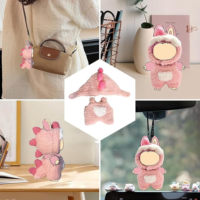 Doll Clothes Cute 17cm Doll Pink Dinosaurs Outfits for Clothes Set Faking Animal Style Jumpsuit Halloween Dolls Outfit Accessories