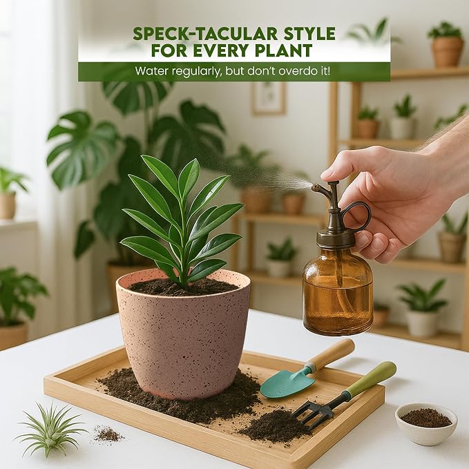 Plant Pots Indoor with Drainage 10 Pack Planters Spotty Peach Pink | Drainage holes included Multiple sizes 7/6.6/6/5.3/4.8 In Indoor plants and flowers Durable plastic construction