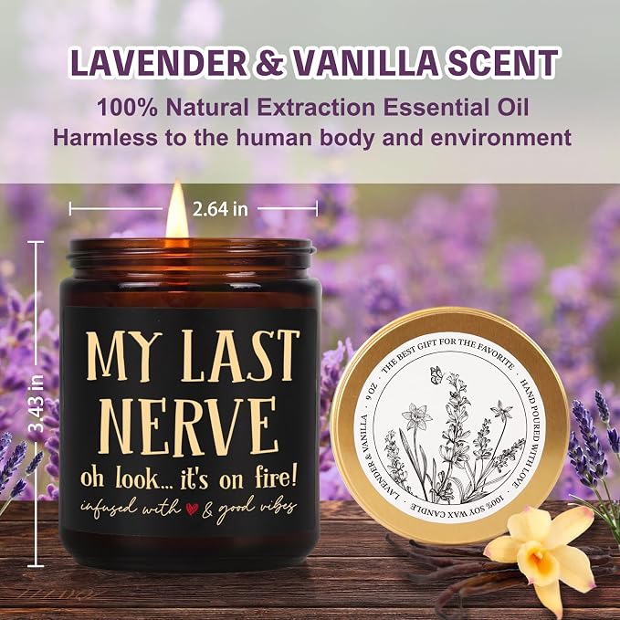 Funny Candle Gifts for Women, My Last Nerve Oh Look Its on Fire Candle, Unique Birthday Christmas Candles Gift for Wife Sister Girlfriend, Friendship Stress Relief Candles Gift for Bestie Coworker102
