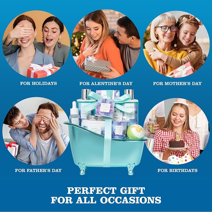 Bath and Body Basket Set, EUCALYPTUS & Mint Spa Gift Basket for Women | Unique Bath Gift Baskets Gifts, Home Spa Kit Christmas Gifts for Women, birthday gift baskets for Dad Mother's Day