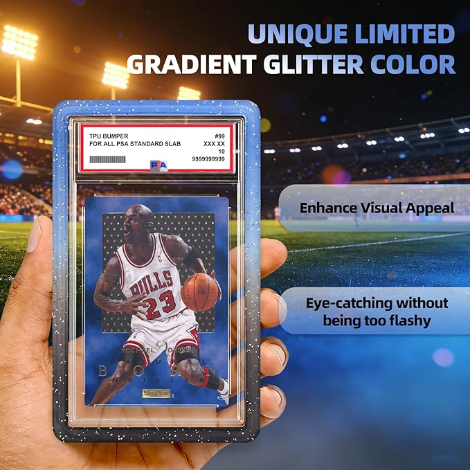 NAKIS Slab Guard for PSA Graded Cards, 1 Pack TPU Slab Protector Graded Bumper Guard for PSA Graded Card Only, Gradient Color Glitter Limited Edition, COLOR3