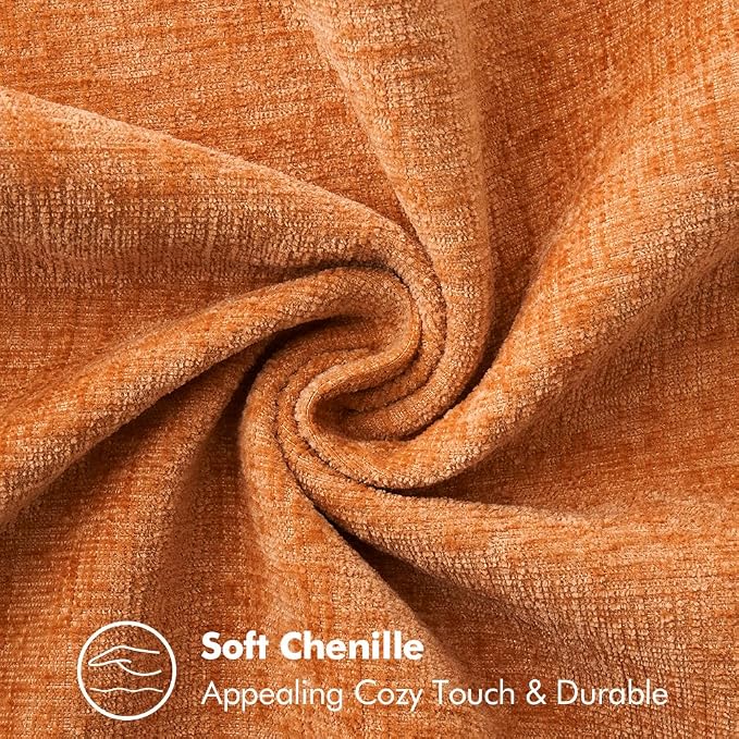 MIULEE Fall Decorative Couch Throw Pillow Covers 20x20 Inch Orange 2 Pack | Farmhouse Pillow Covers with Stitched Edge, Soft Chenille Cushion Cases, for Sofa Bed Living Room Home Decor