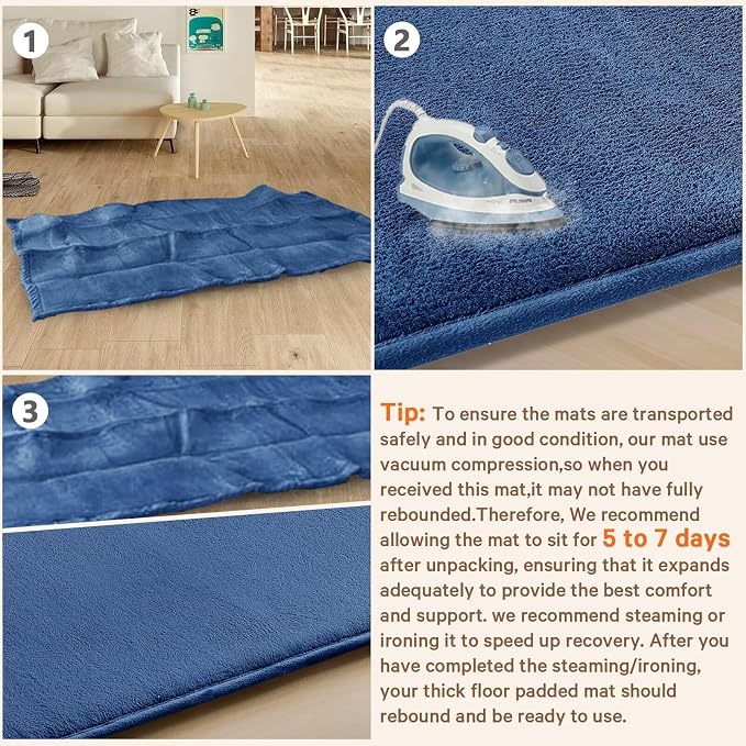 Baby Play Mat for Floor,Ultra Thick Elastic Foam 74"x50" Playmat Tummy Time Muscle Crawling Exercise Activity Cushion Gym Mat Nursery Playroom Area Kids Rug for Babies, Toddlers,Infants,Navy Blue