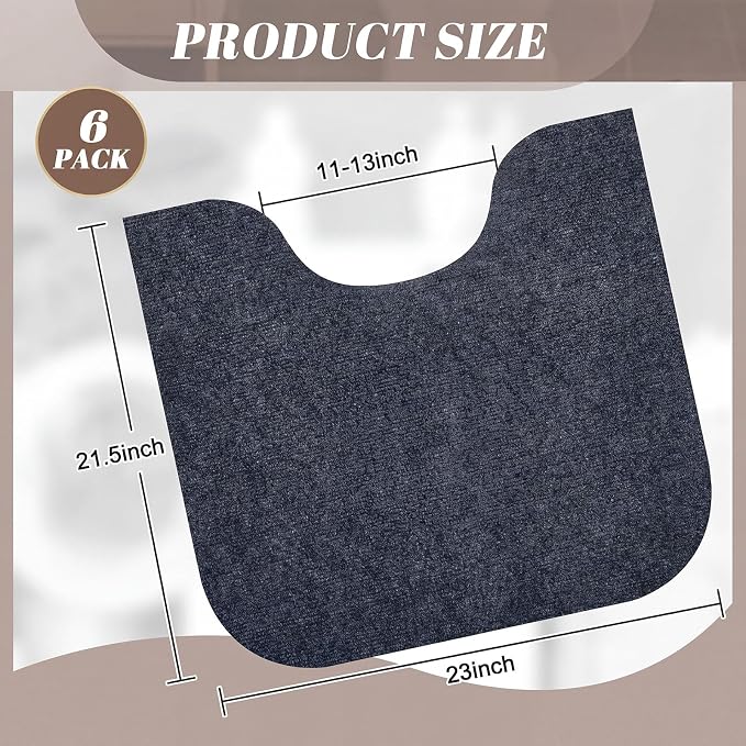 Drydiet 6 Pack Toilet Mat Round Commode Potty Training Urinal Mats Rubber Toilet Training Rug Pads Absorbent Rugs U Shaped Urinal Floor Mats for Bathroom Restroom, Gray (Small Opening Style)