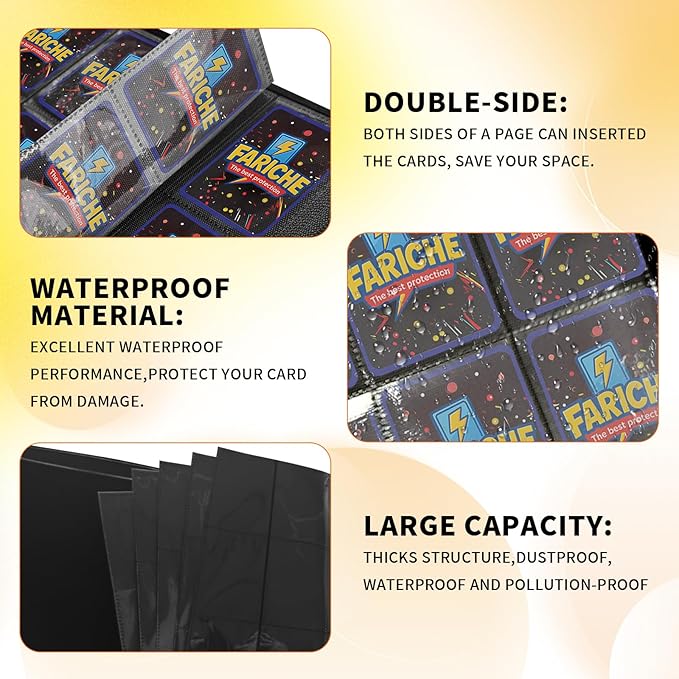 Trading Card Binder for TCG Cards, 16-Pocket Portable Card Collector Ablum Holder Book Fits 1024 Cards with 32 Removable Sleeve, Waterproof Card Binder Display Storage Carrying Cases for TCG-Storm