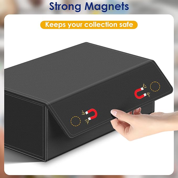 Homthy 1200+ Card Deck Case for Trading Cards, Leather Commander Card Storage Box Magnetic Card Holder Fit for MTG TCG and Sport Cards