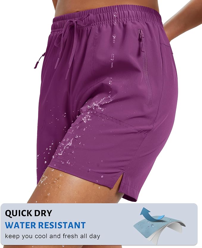 MAGCOMSEN Women's 5" Hiking Shorts UPF 50+ Quick Dry Lightweight Athletic Running Golf Summer Casual Shorts with Pockets